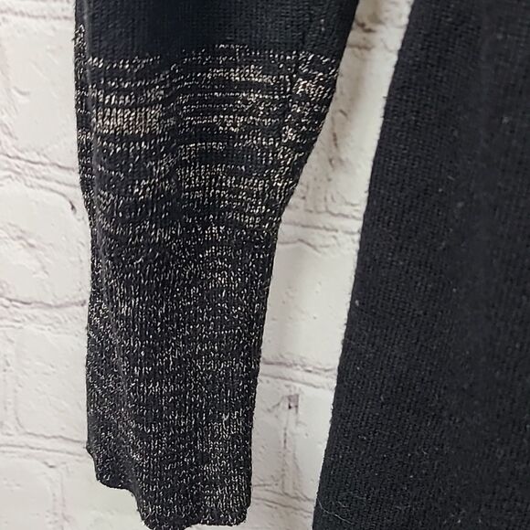 Ann Taylor Petite Wool Blend V-Neck Sweater Dress Black Gold Shimmer Winter Knit - Picture 6 of 12
